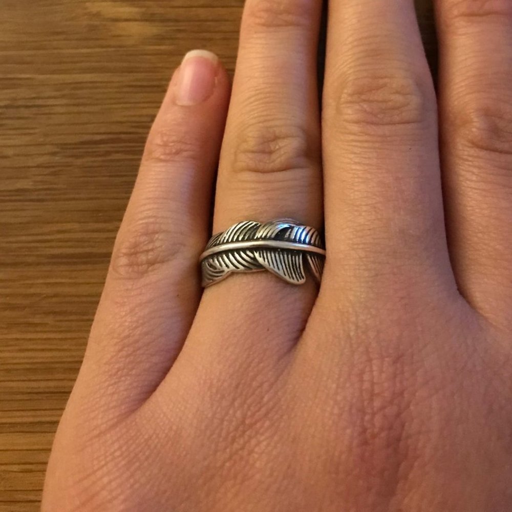Feather Silver Ring, Bypass Ring, Adjustable Open - image 6